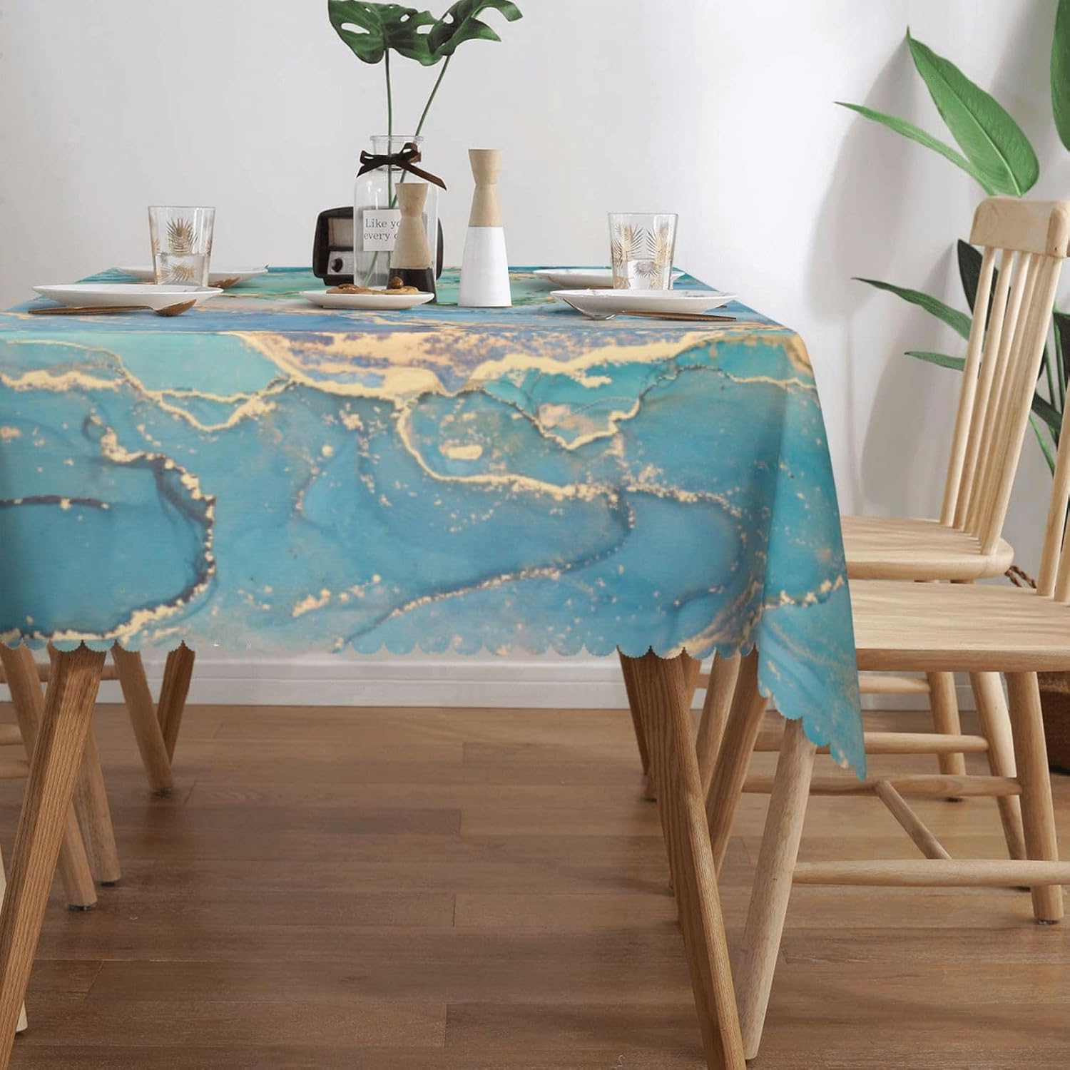 Luxury Teal Marble Fluid Table - Home Textiles Premium recension och pris